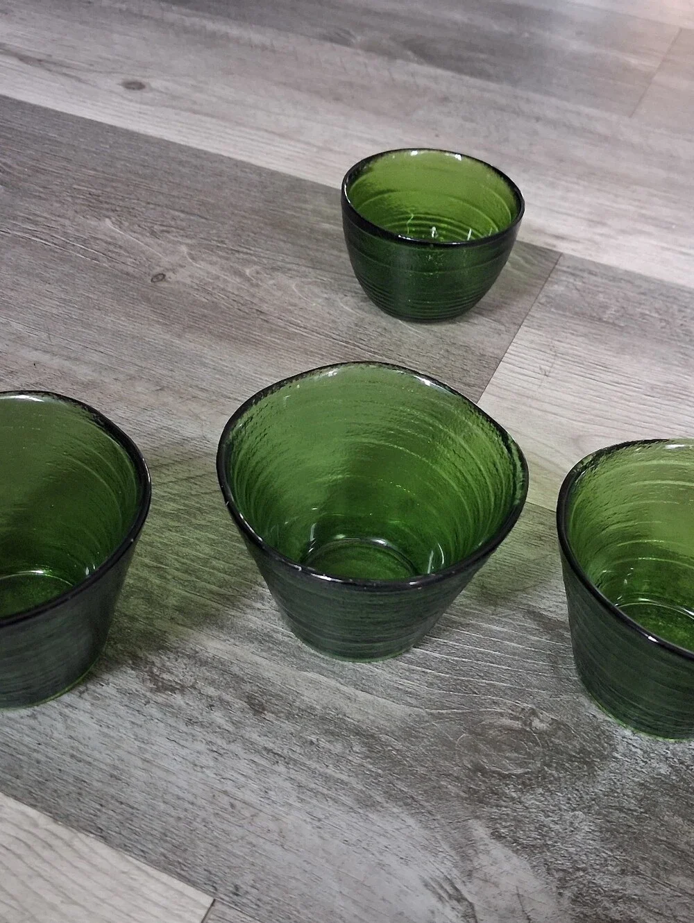 Vintage Green Glass Tumbler Set - 4-Piece